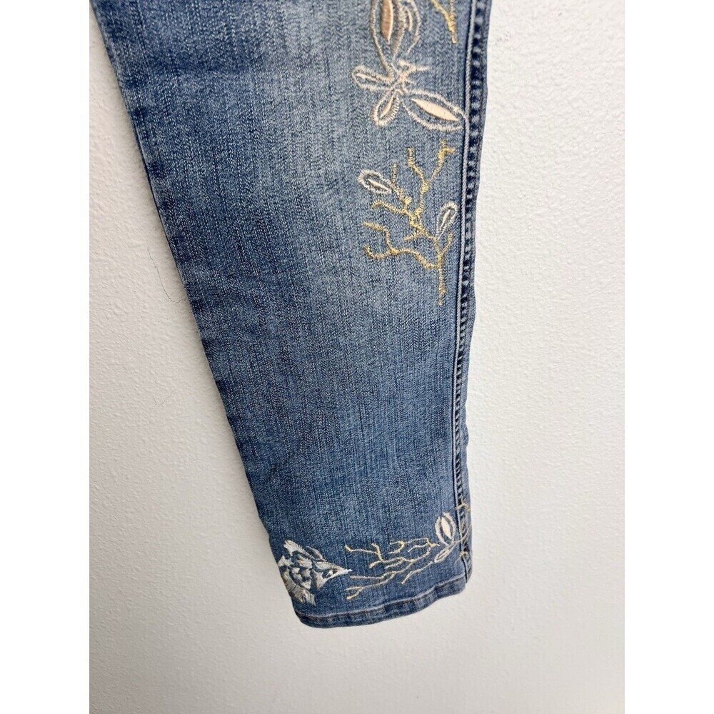 VTG RoccoBarocco Jeans Women’s Size 27 Floral Fish Embroidered Straight Leg - Picture 3 of 11